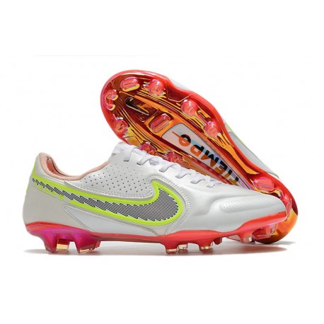 Zapatos Nike Tiempo Legend 9 Elite FG Blanco Negro Carmesí Rosa