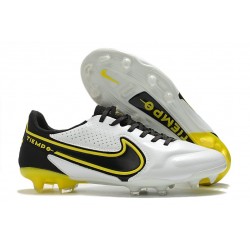 Zapatos Nike Tiempo Legend 9 Elite FG Blanco Gris Humo Oscuro Negro Amarillo
