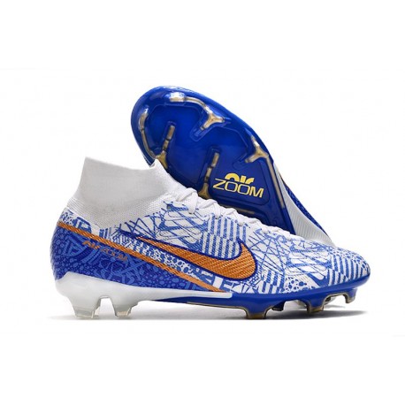 Bota Nike Air Zoom Mercurial Superfly 9 Elite FG Blanco Rojo Azul