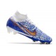 Bota Nike Air Zoom Mercurial Superfly 9 Elite FG Blanco Rojo Azul