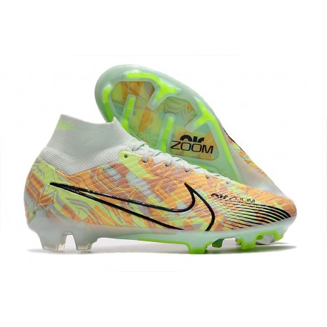 Bota Nike Air Zoom Mercurial Superfly 9 Elite FG Casi Verde Oscuro Azul Total Naranja