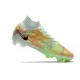 Bota Nike Air Zoom Mercurial Superfly 9 Elite FG Casi Verde Oscuro Azul Total Naranja