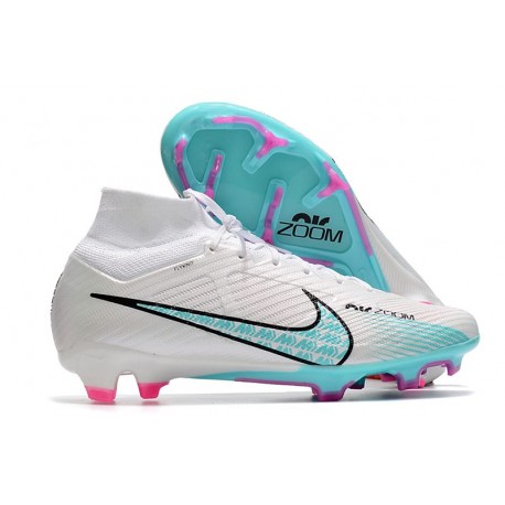 Bota Nike Air Zoom Mercurial Superfly 9 Elite FG Blanco Azul
