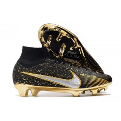 Bota Nike Air Zoom Mercurial Superfly 9 Elite FG Negro Metal Oro