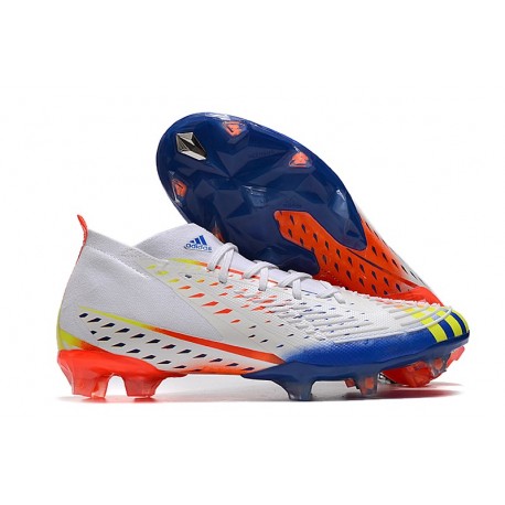 Bota adidas Predator Edge.1 FG Blanco Amarillo Solar Azul