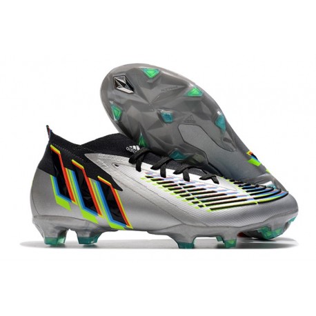 Bota adidas Predator Edge.1 FG Plateado Metálico Negro Amarillo Solar