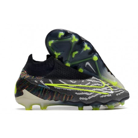 Bota Nike Phantom GX Elite DF Link FG Negro Voltio Blanco Azul Glow