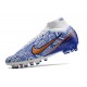 Nike Air Zoom Mercurial-Superfly 9 Elite AG Blanco Azul Oro