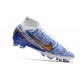 Nike Air Zoom Mercurial-Superfly 9 Elite AG Blanco Azul Oro