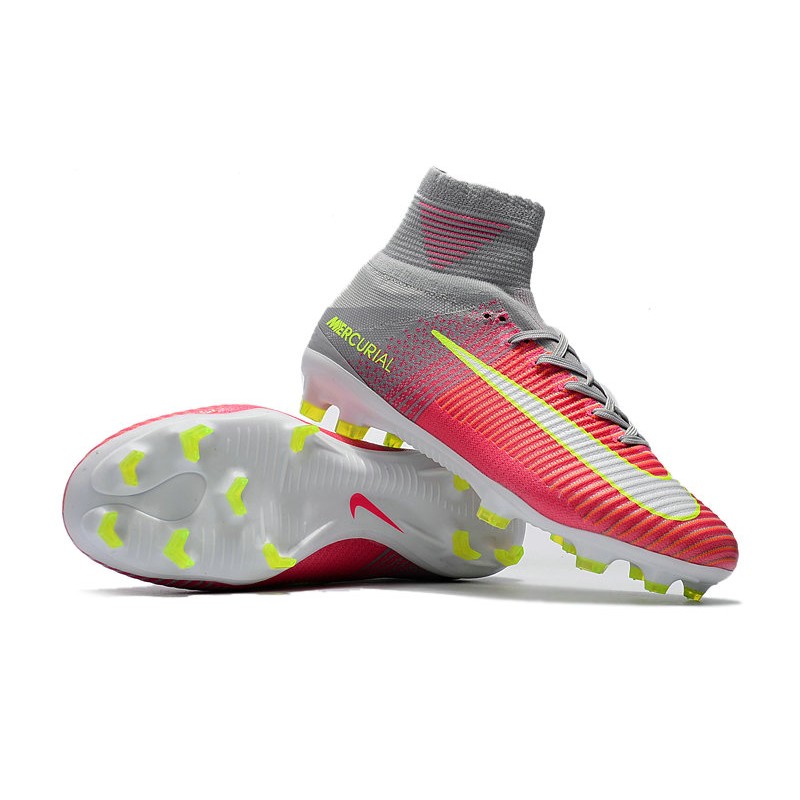 Zapatilla Nike Mercurial Superfly V CR7 FG Rosa Gris