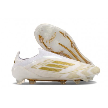 Zapatilla adidas F50 Elite Laceless FG Ftwr Blanco Dorado Met