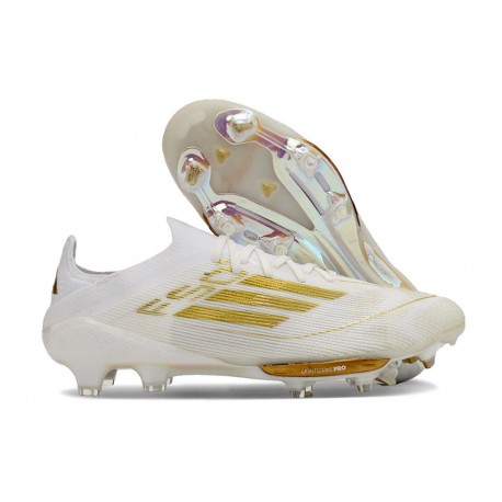 Bota de Futbol Adidas F50+ Elite FG Ftwr Blanco Dorado Met