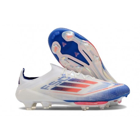 Bota de Futbol Adidas F50+ Elite FG Ftwr Blanco Azul Lúcido Rojo
