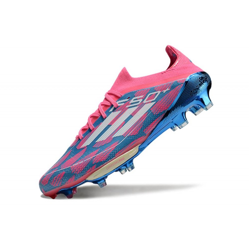 Bota de Futbol Adidas F50+ Elite FG Solar Azul Ftwr Blanco Solar Rosa