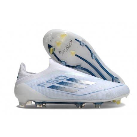 Zapatilla adidas F50 Elite Laceless FG Blanco Azul