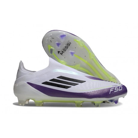Zapatilla adidas F50 Elite Laceless FG X Messi Ftwr Blanco Negro Morado Unity