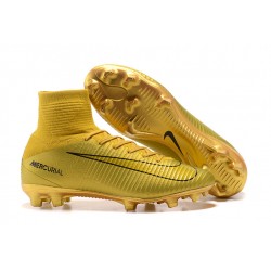 2018 Botas de fútbol Nike Mercurial Superfly V FG Oro Negro