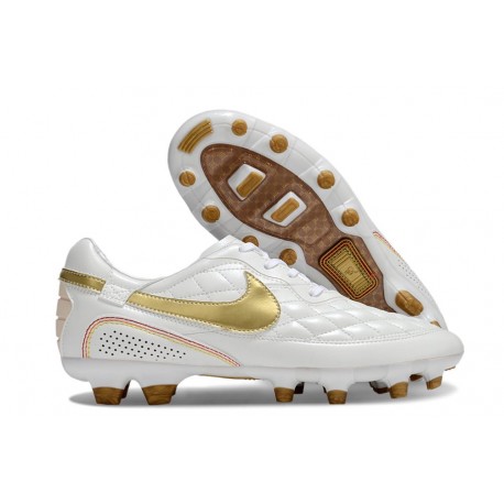 Bota Nike Tiempo Legend X Elite FG R10 Blanco Oro