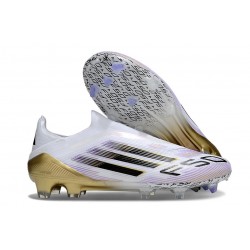 Zapatilla adidas F50 Elite Laceless FG Blanco Negro Met Dorado