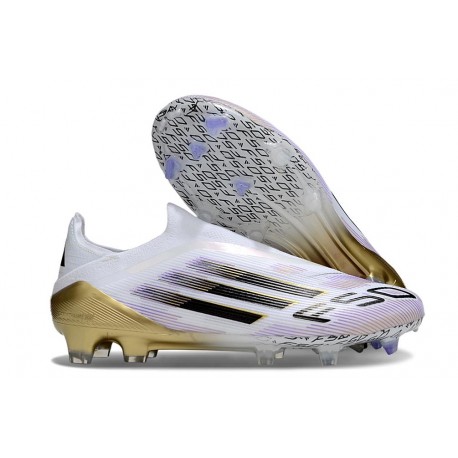 Zapatilla adidas F50 Elite Laceless FG Blanco Negro Met Dorado