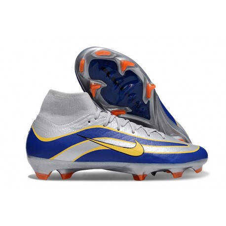 Bota Nike Zoom Mercurial Superfly X Elite FG Plateada Azul Amarillo