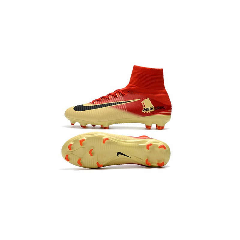 Bota de fútbol 2018 Nike Mercurial Superfly V FG CR7 Rojo Amarillo Negro