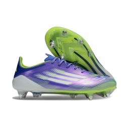 Botines de Futbol adidas F50 Elite SG Pro Violeta Tone Blanco Limón Lúcido Morado Rush