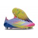 Botines adidas F50 Elite SG Pro Azul Fusion Limón Lúcido Rosa Lúcido