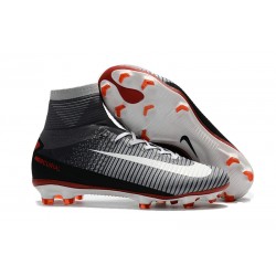 2018 Botas de fútbol Nike Mercurial Superfly V FG Negro Gris Blanco