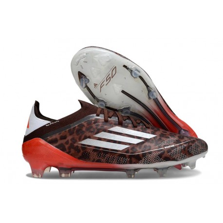 Botas de Fútbol adidas F50 Elite FG Leopardo Plateado Rojo