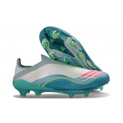 Adidas F50+ Lacceless FG X Messi Ftwr Blanco Rosa Lúcido Flash Agua