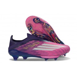 Botas de Fútbol Adidas F50+ Lacceless FG Violeta Rosa Blanco