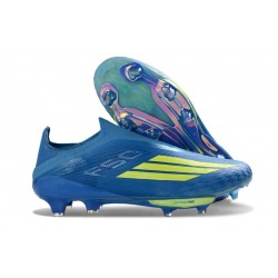 Adidas F50+ Lacceless FG X MESSI Azul Royal Amarillo Solar Semi Azul Burst