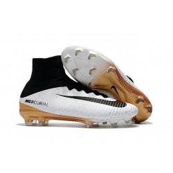 Bota de fútbol 2018 Nike Mercurial Superfly V FG CR7 Blanco Oro Negro
