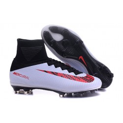 Botas de fútbol de hombre Mercurial Superfly FG Negro Blanco Rojo