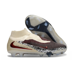 Botas Nike Phantom 6 High Elite Fg Flechazo Burdeos Rojo Univ Fósil