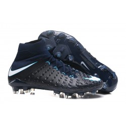 Nuevo Zapato de Fútbol Nike HyperVenom Phantom III DF FG Negro Blanco Azul