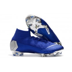 Nueva Zapatillas de fútbol 2018 Nike Mercurial Superfly VI 360 Elite CR7 FG Azul Dorado Blanco
