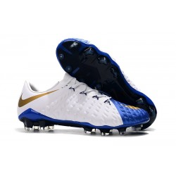 Zapatos de Futbol Nike HyperVenom Phantom III FG Oro Blanco Azul