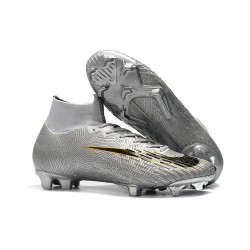 Nike Mercurial Superfly 6 Elite FG Zapatos de Fútbol - Plata Negro