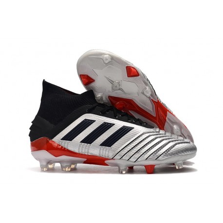 Zapatillas de fútbol adidas Predator 19.1 FG Plata Negro Rojo