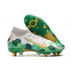 Nike Mercurial Superfly 7 Elite SG-PRO Anti-Clog Mbappe Blanco Oro Verde