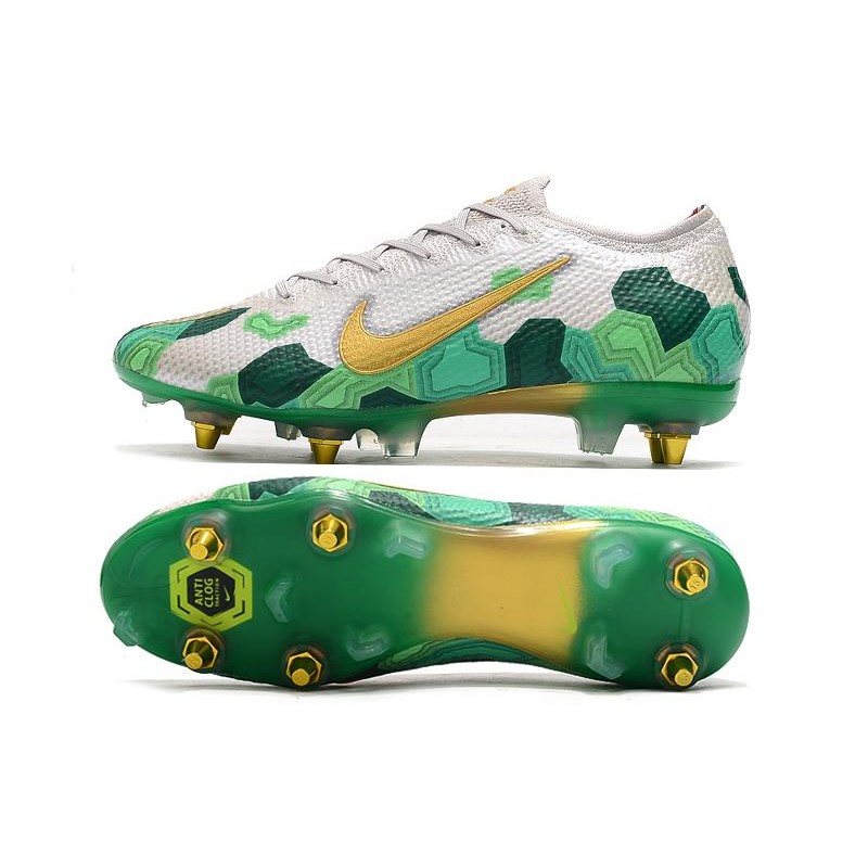 Nike Mercurial Vapor 13 Elite SG-PRO AC Mbappe Gris Dorado Verde