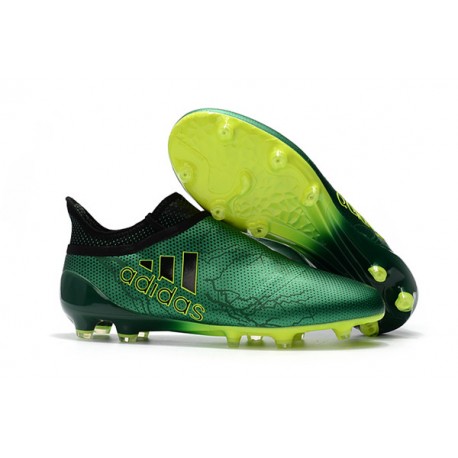 Visible Prestado bicapa 2018 Botas de fútbol Adidas X 17+ Purespeed FG Verde Negro Voltio