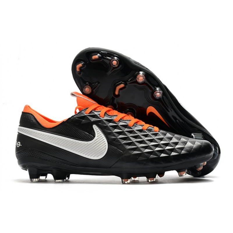 Botas de Fútbol Nike Tiempo Legend 8 Elite FG Negro Blanco Naranja