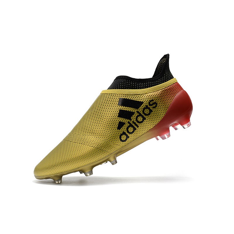 2018 Botas de fÃºtbol Adidas X 17+ Purespeed FG TÃ¡ctil Oro MetÃ¡lico NÃºcleo Negro Solar Rojo